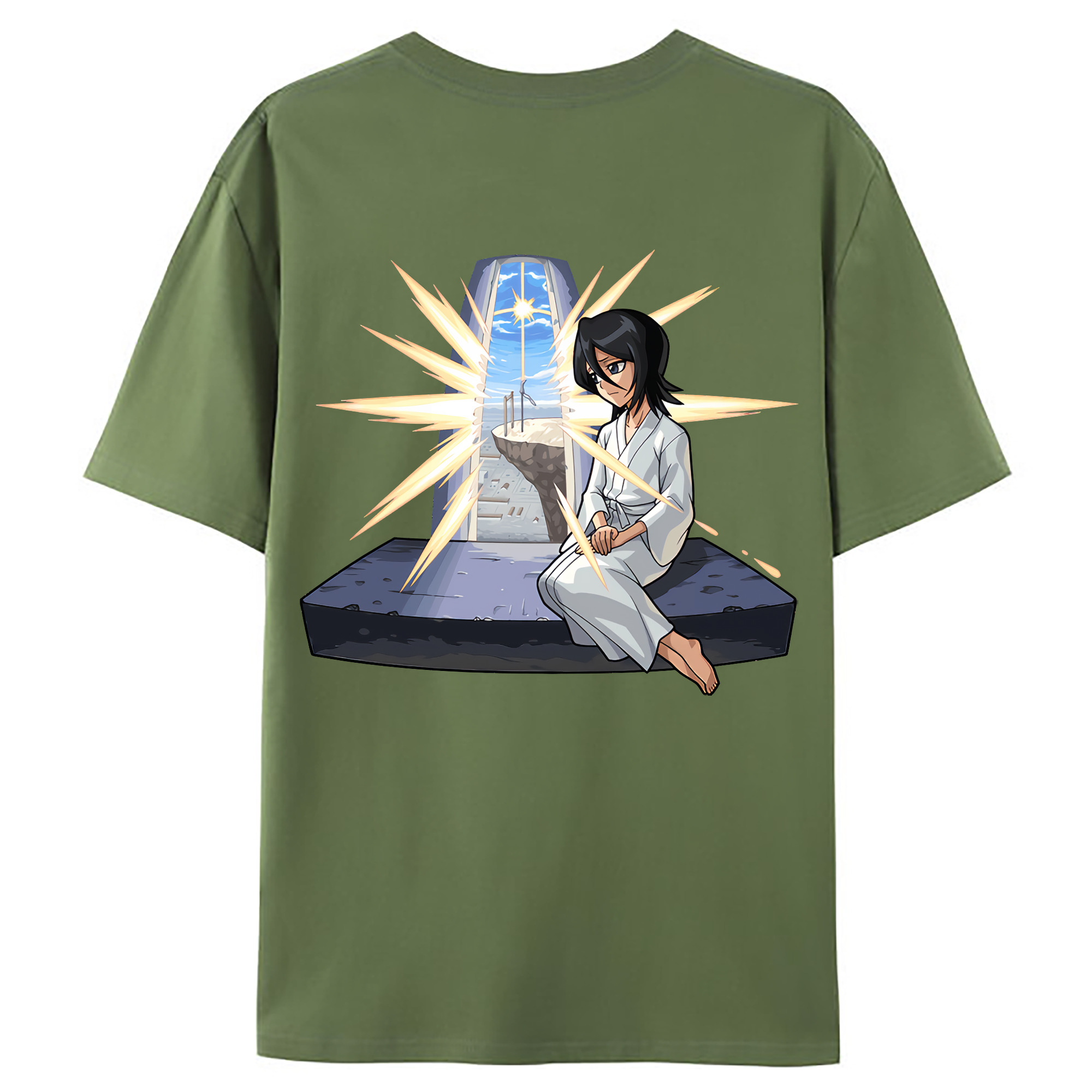 （画像用） ブリーチ 朽木ルキア BLEACH Kuchiki Rukia 綿100％ メンズ半袖Tシャツ（バックプリント） 通気性